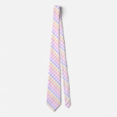 Cravate Diagonal Pastel Rainbow Checkerboard (Devant)