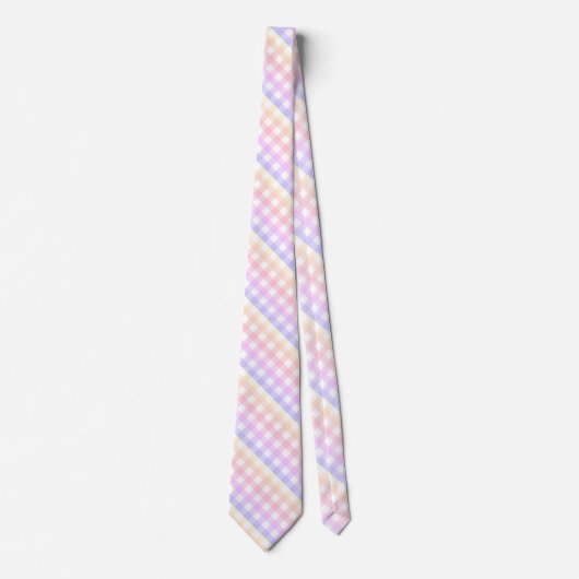 Cravate Diagonal Pastel Rainbow Checkerboard (Devant)