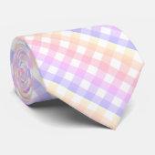 Cravate Diagonal Pastel Rainbow Checkerboard (Roulé)