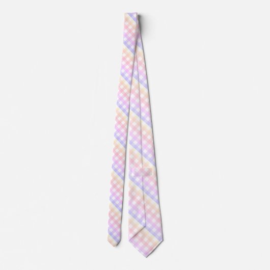 Cravate Diagonal Pastel Rainbow Checkerboard (Dos)