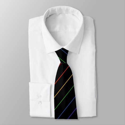 Cravate Diagonal Rainbow Thin Stripe Black (Attaché)