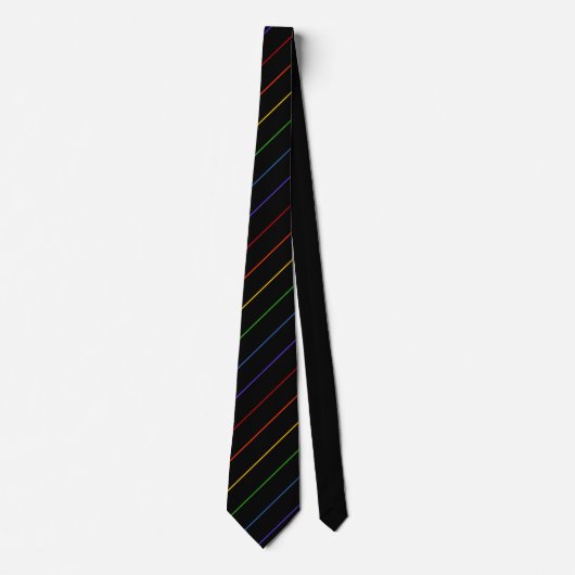 Cravate Diagonal Rainbow Thin Stripe Black (Devant)