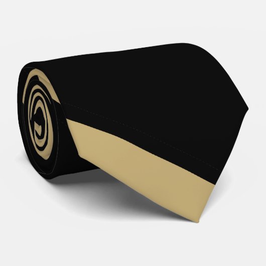 Cravate Diagonal-Rayée d'or noir et vieil (Roulé)