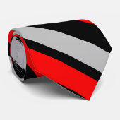 Cravate Diagonal-Rayée noire et argentée rouge (Roulé)