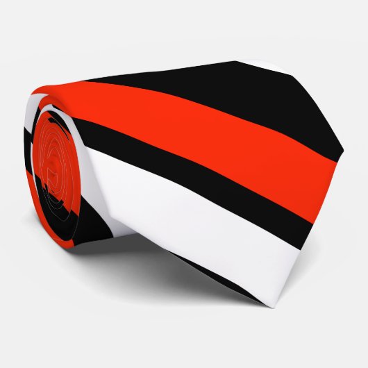 Cravate Diagonal-Rayée noire et blanche d'écarlate (Roulé)