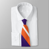 Cravate Diagonal-Rayée orange, pourpre, et blanche (Attaché)