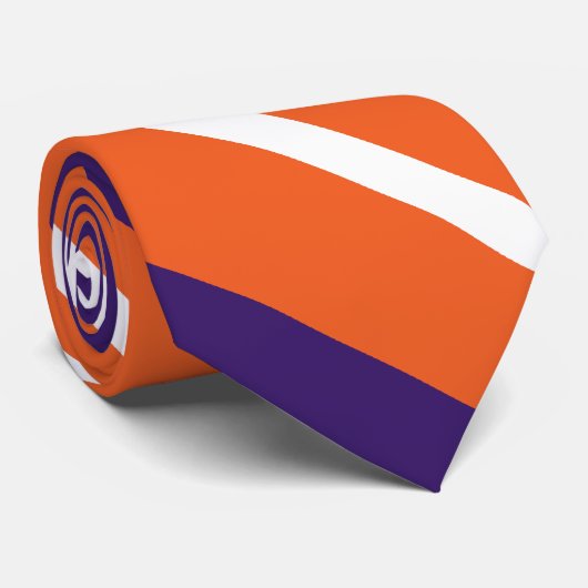 Cravate Diagonal-Rayée orange, pourpre, et blanche (Roulé)