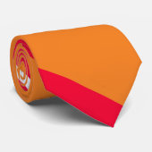 Cravate Diagonal-Rayée orange, rouge, et blanche (Roulé)