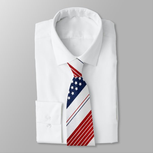 Cravate Diagonal Red White Blue Stars & Stripes Pattern (Attaché)