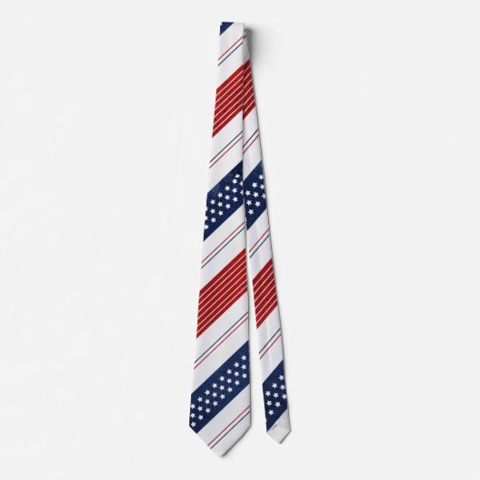 Cravate Diagonal Red White Blue Stars & Stripes Pattern (Devant)