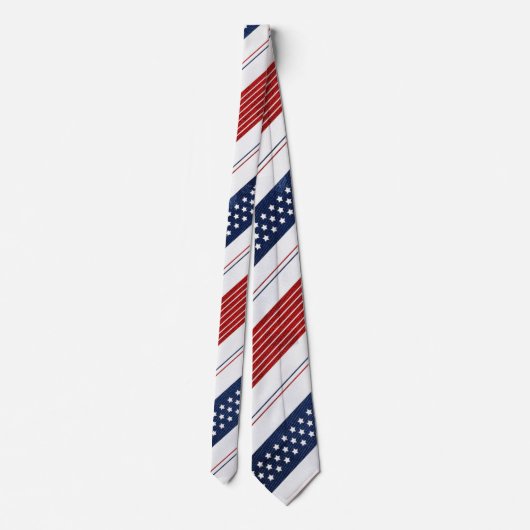 Cravate Diagonal Red White Blue Stars & Stripes Pattern (Dos)