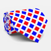 Cravate Diagonal Squares - Blue and Red on White Neck Tie (Roulé)