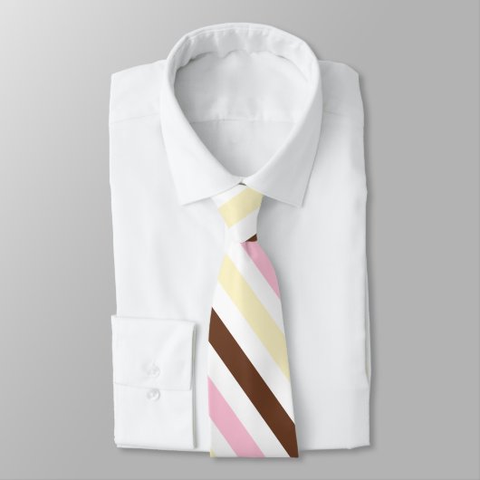 Cravate Diagonal Stripes Chocolat Vanille Fraise (Attaché)