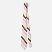 Cravate Diagonal Stripes Chocolat Vanille Fraise (Devant)