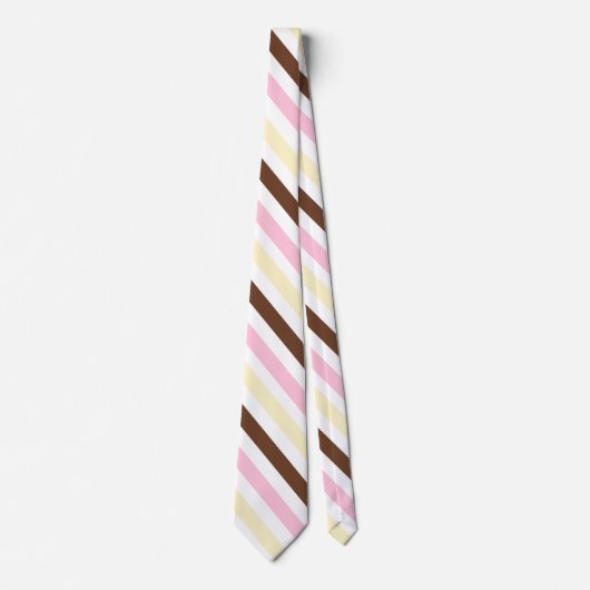 Cravate Diagonal Stripes Chocolat Vanille Fraise (Devant)