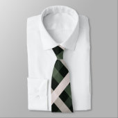 Cravate Diagonale En vichy Vert foncé, Beige, Noir profond (Attaché)