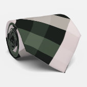 Cravate Diagonale En vichy Vert foncé, Beige, Noir profond (Roulé)