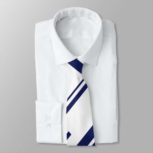 Cravate Diagonales en bleu et blanc (Attaché)