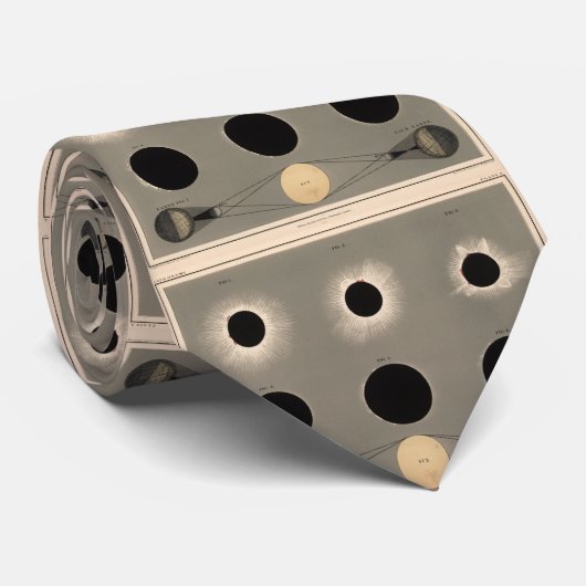 Cravate Diagramme d'éclipse solaire vintage (1869) (Roulé)