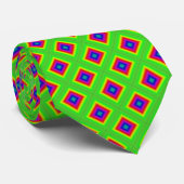 Cravate Diamant arc-en-ciel vert géométrique 2 (Roulé)