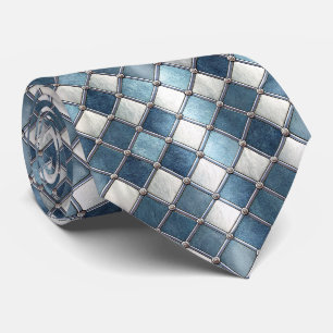 Cravate Diamant Bleu Métallique - Géométrique Industriel