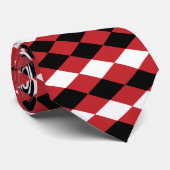 Cravate Diamant Géométrique Blanc Noir Sur Arrière - plan  (Roulé)