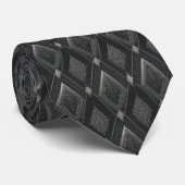 Cravate Diamant Géométrique Noir Charbon (Roulé)