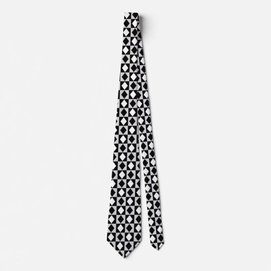 Cravate Diamant Rhombus blanc noir (Devant)
