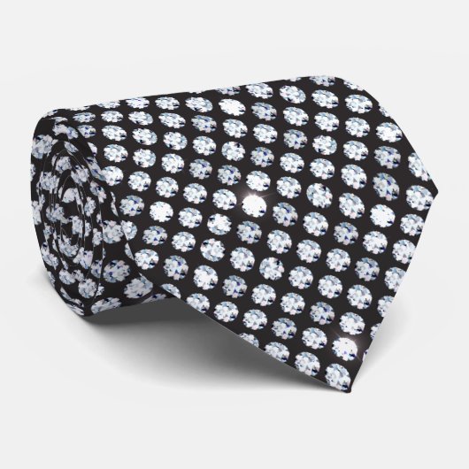 Cravate Diamant scintillant sur fond noir (Roulé)