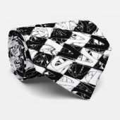 Cravate Diamants Abstraits noirs et blancs (Roulé)