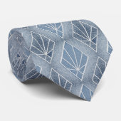 Cravate Diamants blancs gris bleu motif Art déco (Roulé)