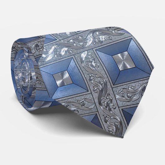 Cravate Diamants de feuille d'aluminium bleus (Roulé)