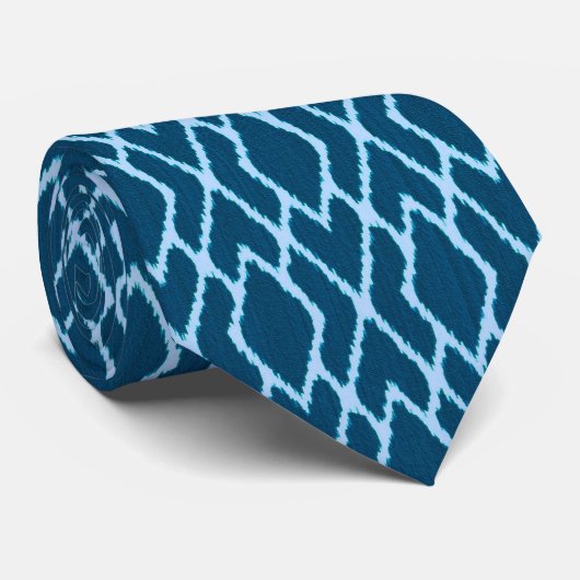 Cravate Diamants d'Ikat - nuances de bleu de denim (Roulé)