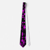 Cravate Diamants Fuchsia Abstraits Sur Noir (Devant)