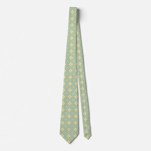 Cravate Diamond and Wave Pattern Gold Cyan (Devant)