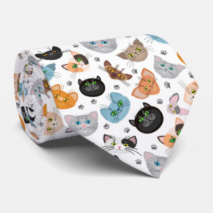 Cravate Différents visages de chat motif
