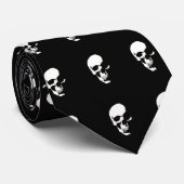 Cravate d'illustration crâne noir et blanc (Roulé)