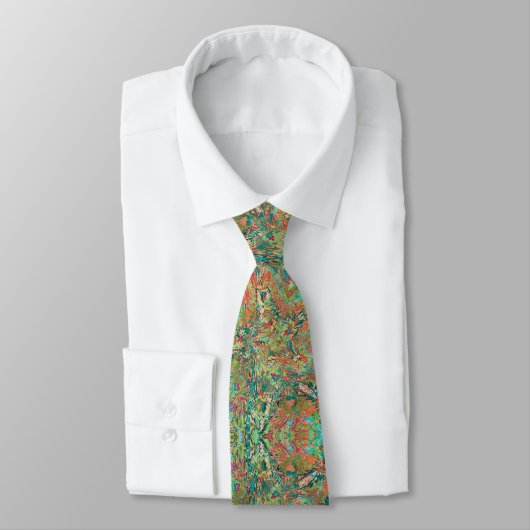 Cravate d'impression Abstrait multicolore vert (Attaché)