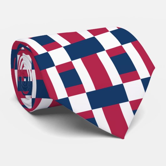 Cravate d'impression blanc et bleu rouge (Roulé)