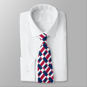 Cravate d'impression blanc et bleu rouge
