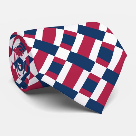 Cravate d'impression blanc et bleu rouge (Roulé)