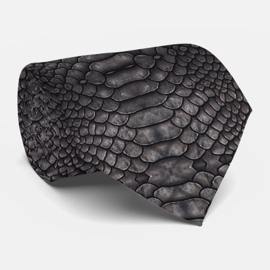 Cravate d'impression de reptile noir (Roulé)