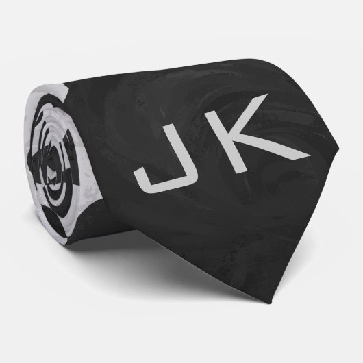 Cravate d'impression en noir et blanc dalmate (Roulé)