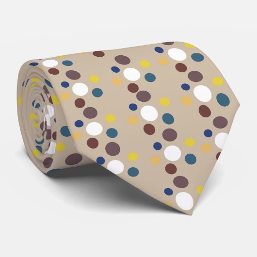 Cravate d'impression Spot Gents Blanc, Sable, Turq (Roulé)