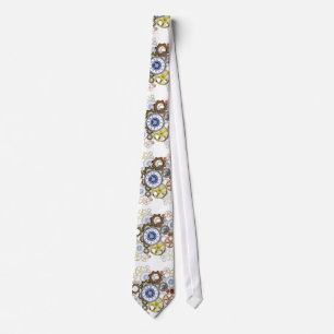 Cravate d'impression Whitesteampunk, engrenages, r