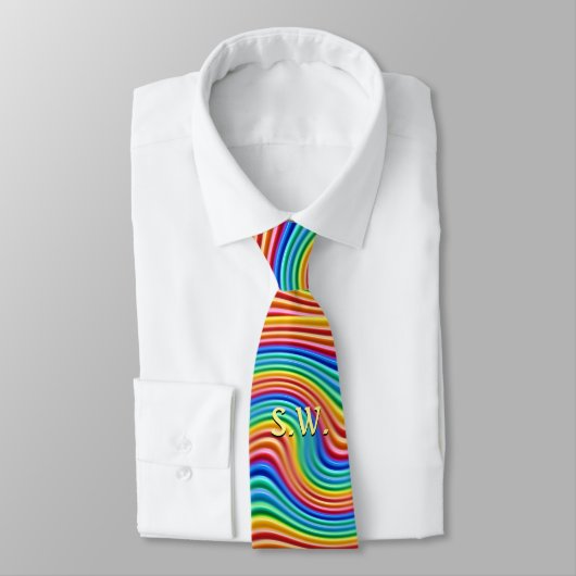 Cravate d'initiale de fierté d'arc-en-ciel (Attaché)