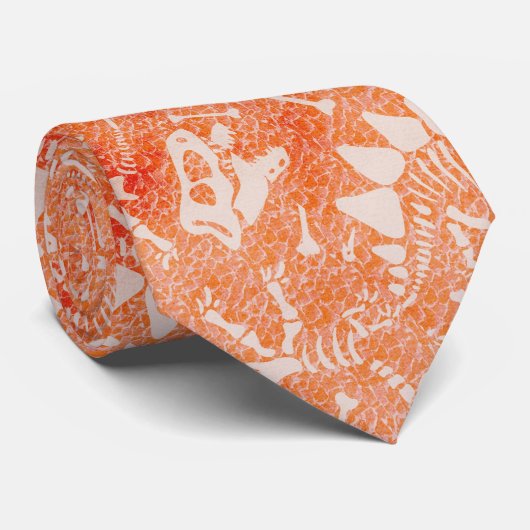 Cravate Dino Dig orange (Roulé)