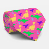Cravate Dinosaure couleur mignon forme Motif rose (Roulé)
