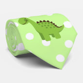 Cravate Dinosaure vert mignon (Roulé)