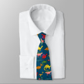 Cravate Dinosaures Arc-en-Ciel Bleus (Attaché)